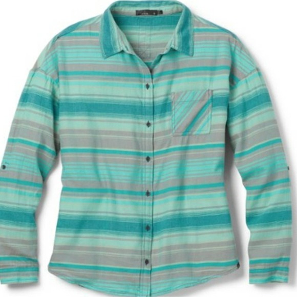 NEW! PRANA Percy Flannel Like Buttondown Blouse! - Picture 1 of 6